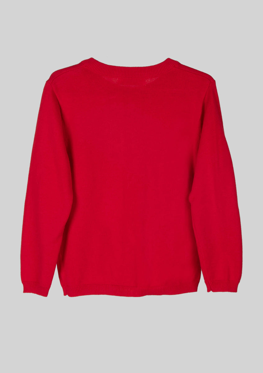 Red crew outlet neck cardigan