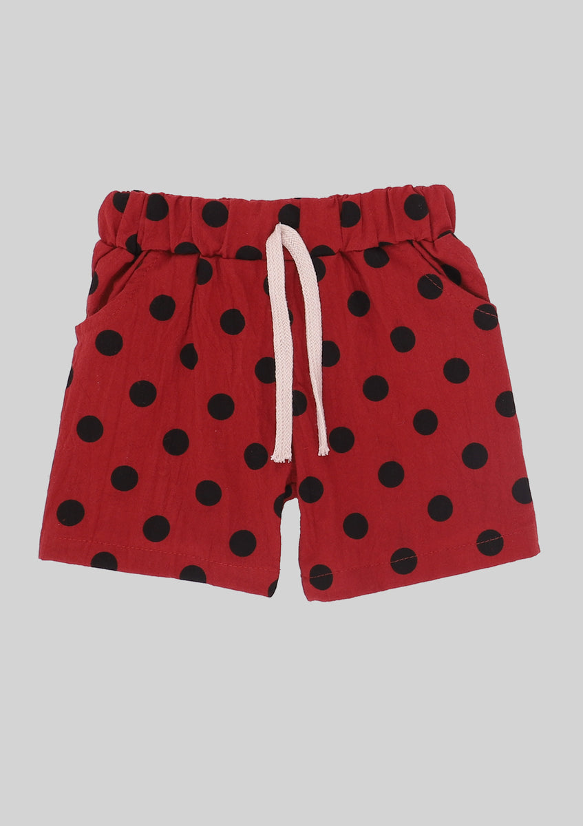 Red and white polka dot shorts hotsell