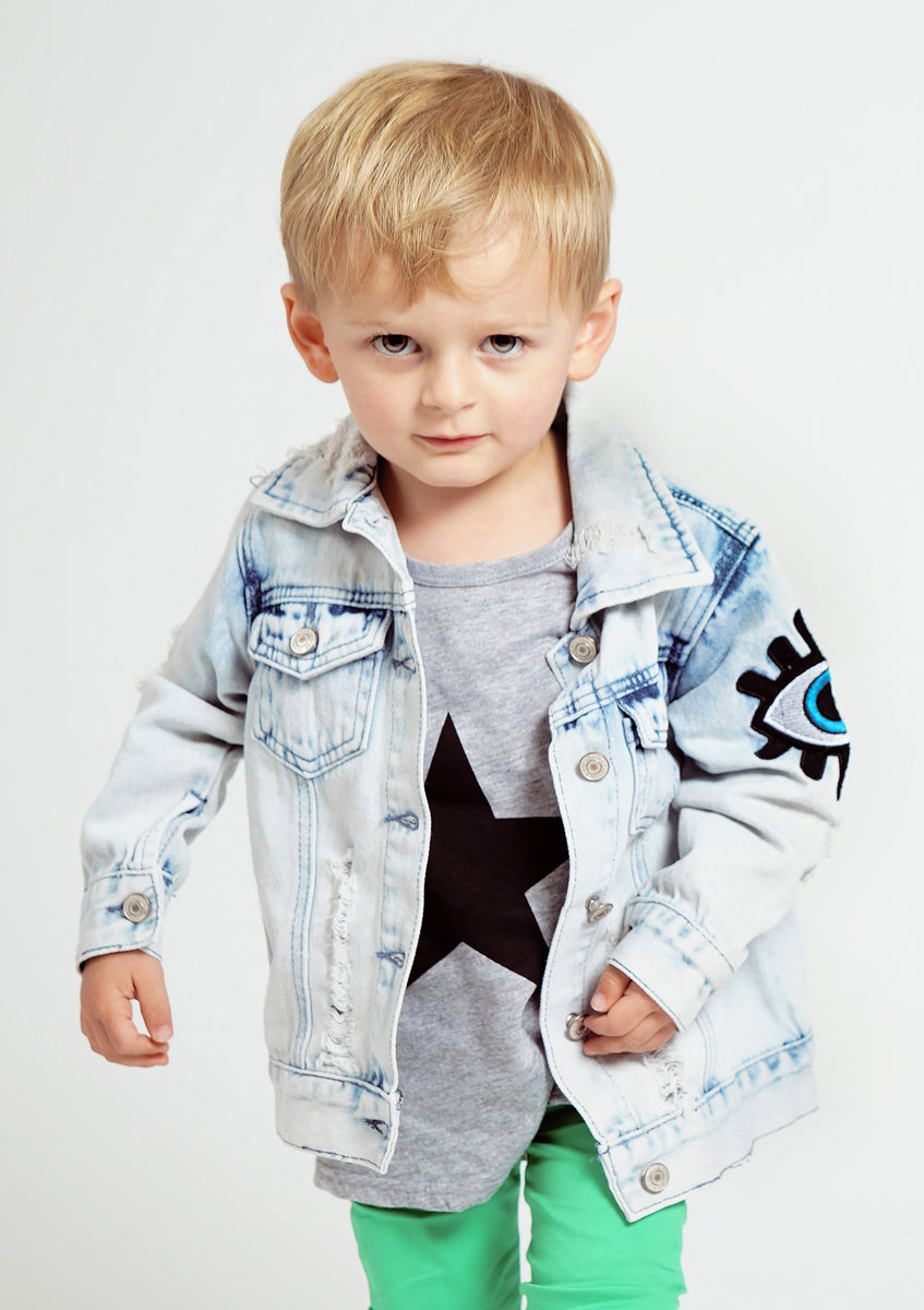 Embroidered Eye Denim Jacket Ten Past Monkey