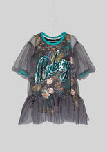 Load image into Gallery viewer, Sequined Floral Balloon Sleeve Chiffon Dress