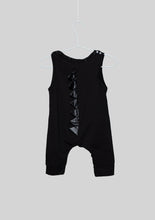Load image into Gallery viewer, Black Detachable Hood Dinosaur Romper