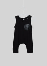 Load image into Gallery viewer, Black Detachable Hood Dinosaur Romper