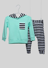 Load image into Gallery viewer, Striped Bunny Hooded Sweat Set