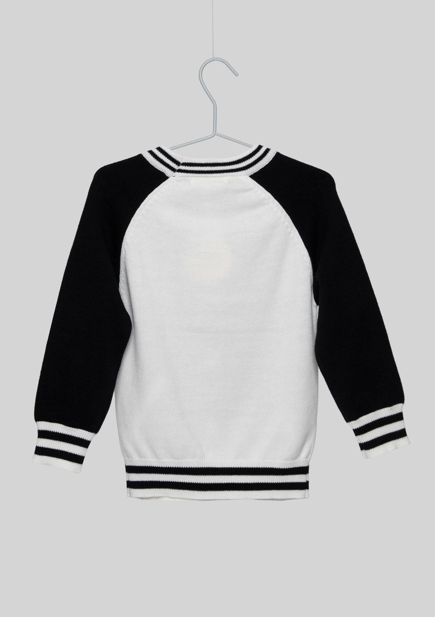 Trompe L’oeil Knit Baseball Sweater Ten Past Monkey