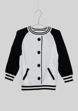 Load image into Gallery viewer, Trompe L’oeil Knit Baseball Sweater