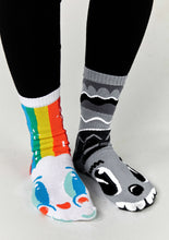 Load image into Gallery viewer, Rainbowface and Mr. Gray Mismatched Socks