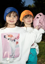 Load image into Gallery viewer, Cobalt Smiley Face Knit Beanie