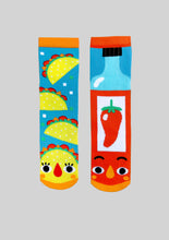 Load image into Gallery viewer, Taco and Hot Sauce Mismatched Socks