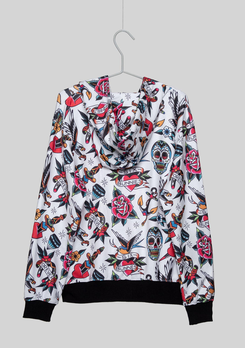 Six Bunnies Multicolored Tattoo Hoodie Ten Past Monkey