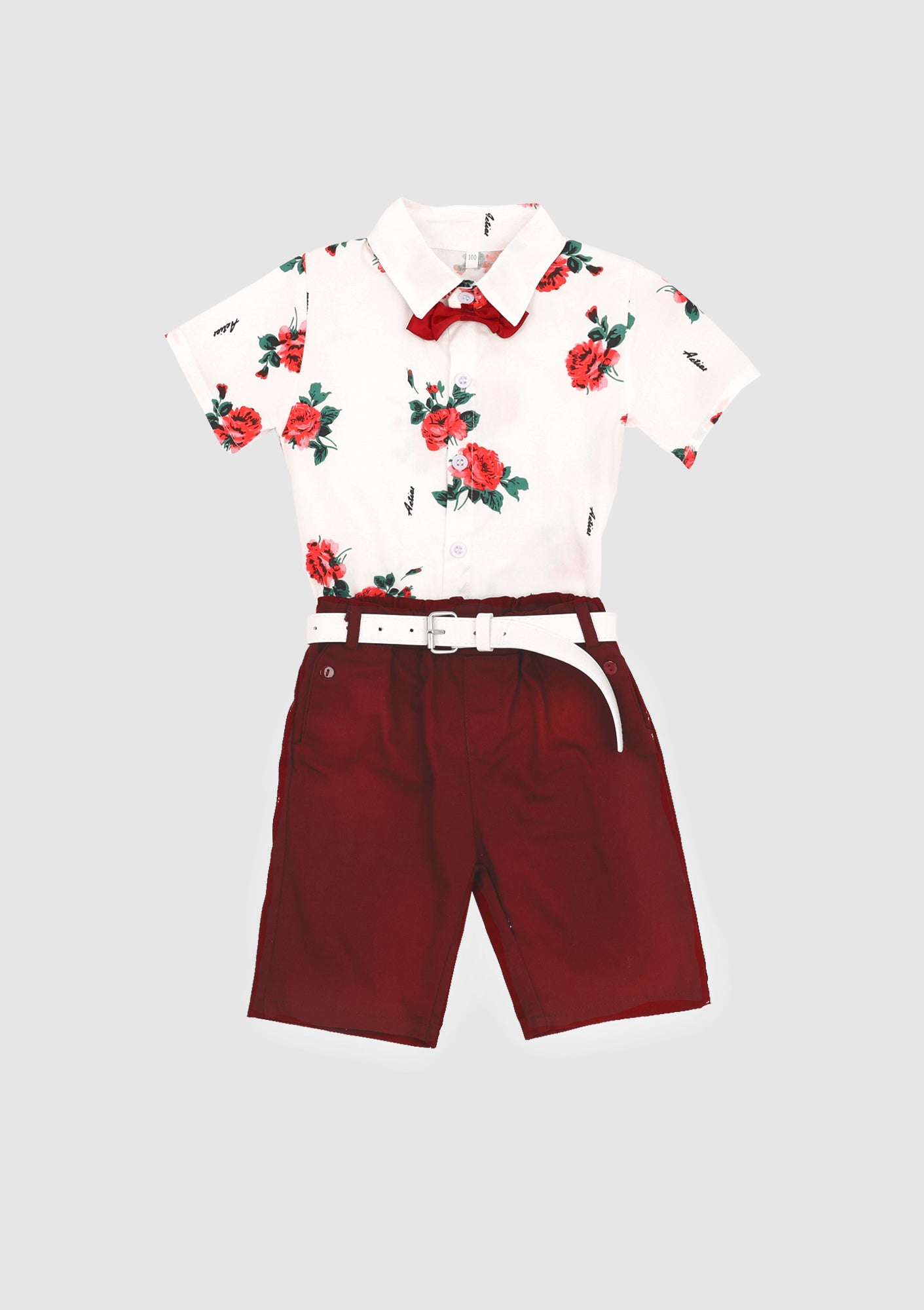 Rosy Bow Tie Shirt & Shorts Set