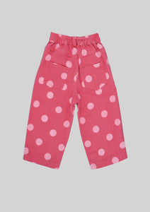 Pink Polka Denim Crop Pants