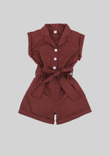 Load image into Gallery viewer, Burgundy Capped Sleeve Romper