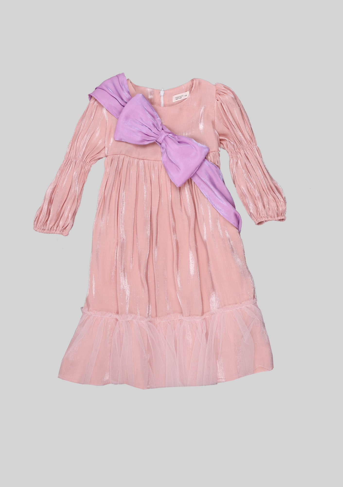 Pink Shimmer Dress with Exaggerated Bow