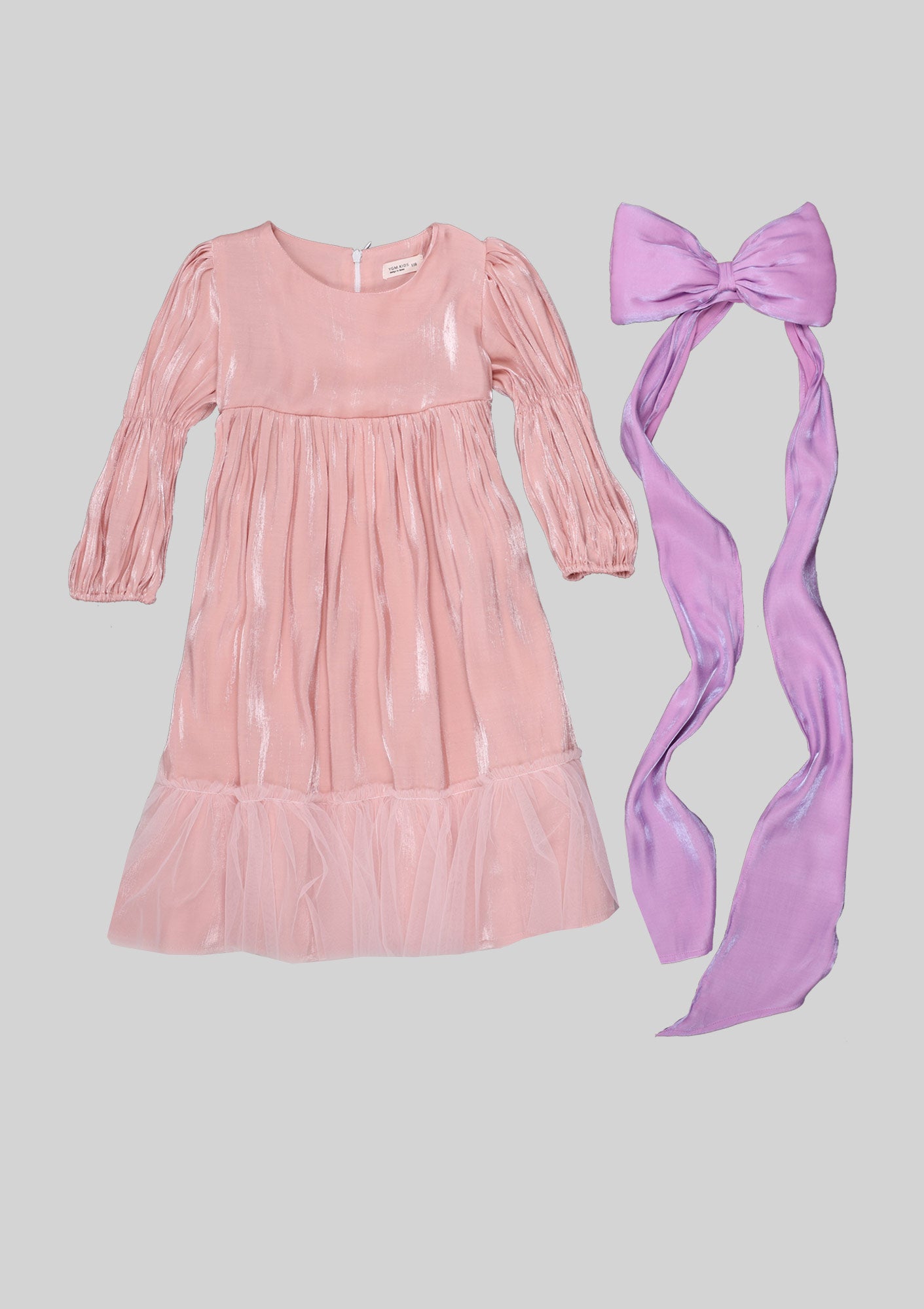 Pink Shimmer Dress with Exaggerated Bow
