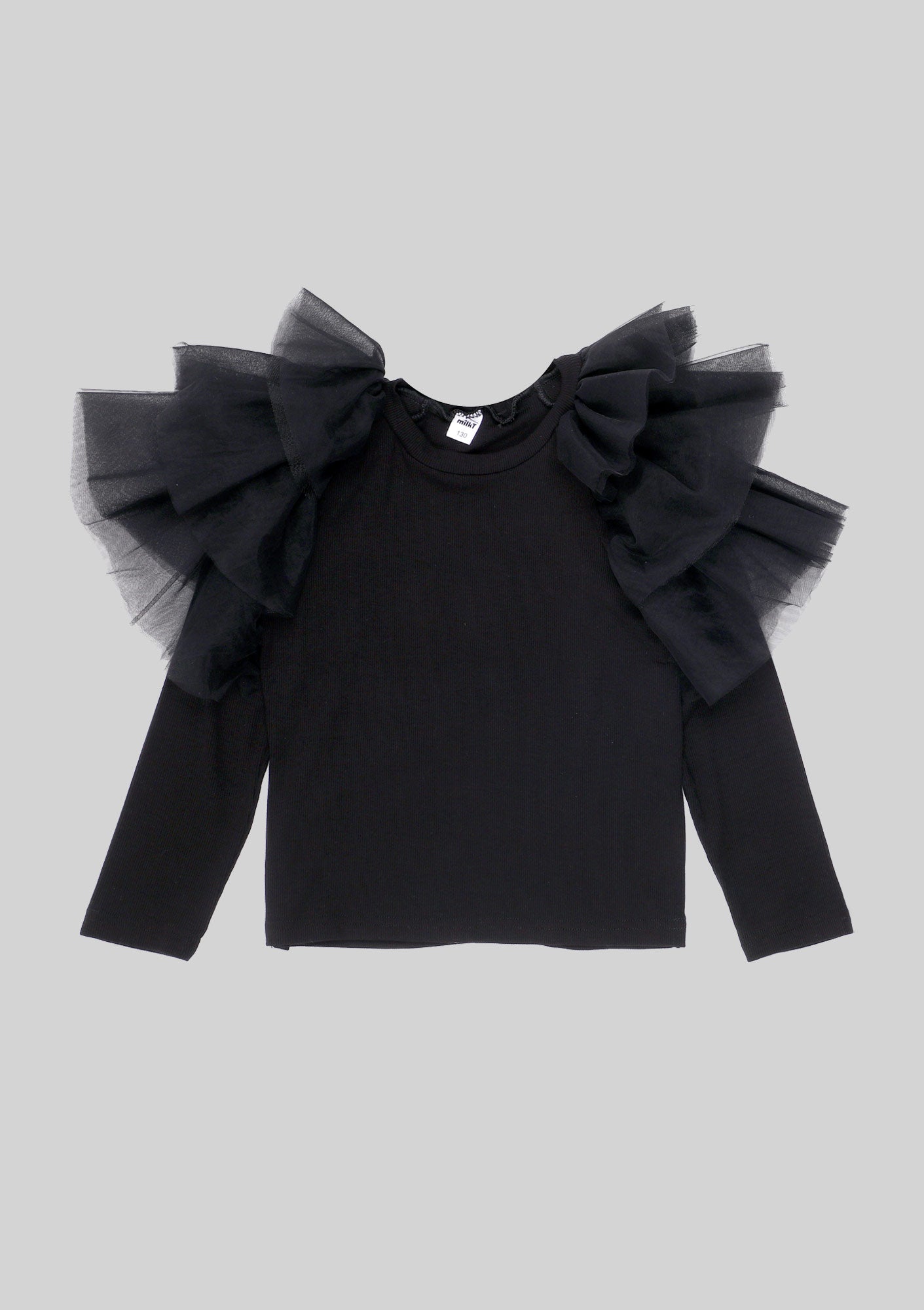 Tulle Ruffled Shoulder Top