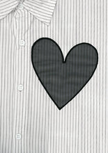 Load image into Gallery viewer, White Pinstriped Heart Button-up