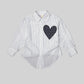 White Pinstriped Heart Button-up