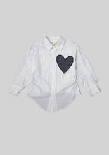 Load image into Gallery viewer, White Pinstriped Heart Button-up