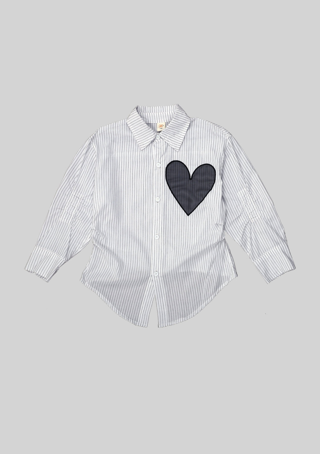 White Pinstriped Heart Button-up