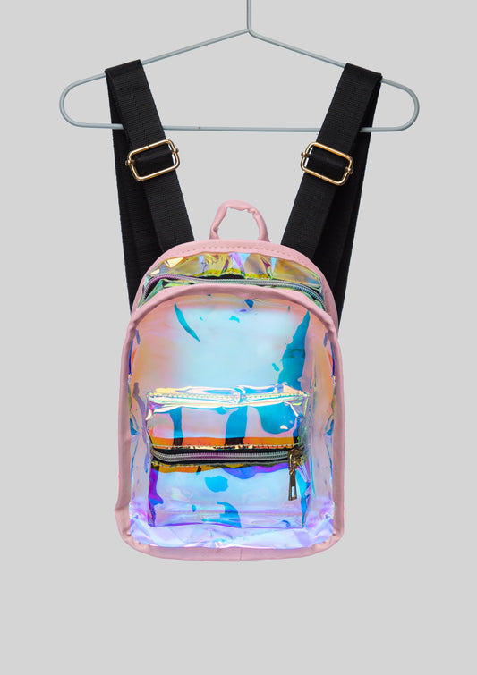 Pink Trimmed Holographic Backpack