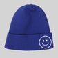 Cobalt Smiley Face Knit Beanie
