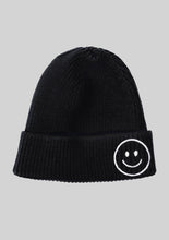 Load image into Gallery viewer, Black Smiley Face Knit Beanie