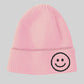 Pink Smiley Face Knit Beanie