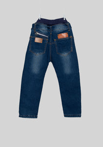 Distressed Denim Zippered Jeans