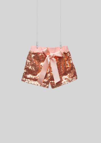 Pink Sequined Bow Shorts