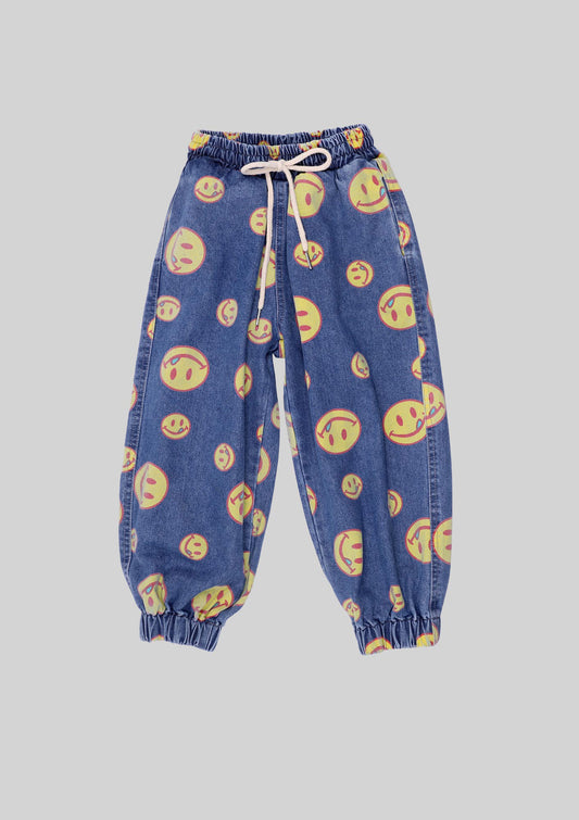 Smiley Denim Balloon Pants