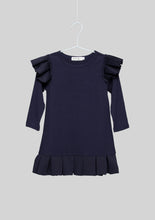 Load image into Gallery viewer, Navy Structured Ruffle Dress