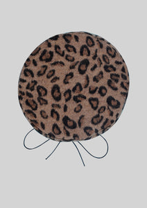 Fuzzy Leopard Print Beret