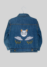 Load image into Gallery viewer, Embroidered UFO Kitty Denim Jacket
