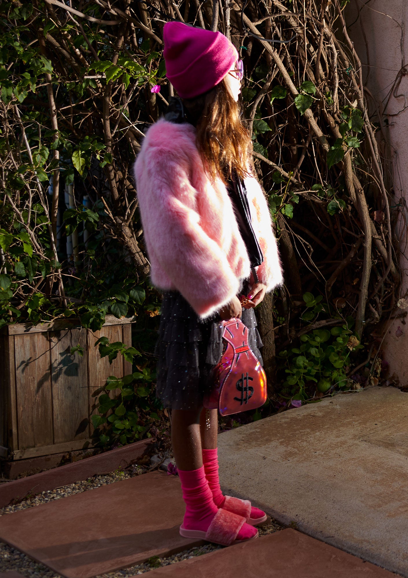Pink fur biker jacket Clearance