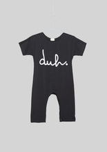 Load image into Gallery viewer, “Duh” Short Sleeve Black Romper