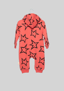 Hooded Salmon Star Print Sweatsuit