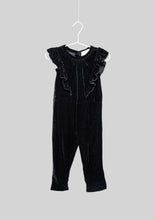 Load image into Gallery viewer, Black Ruffle Velveteen Jumpsuit