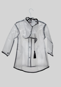 Transparent Hooded Black Trim Raincoat