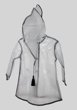 Load image into Gallery viewer, Transparent Hooded Black Trim Raincoat