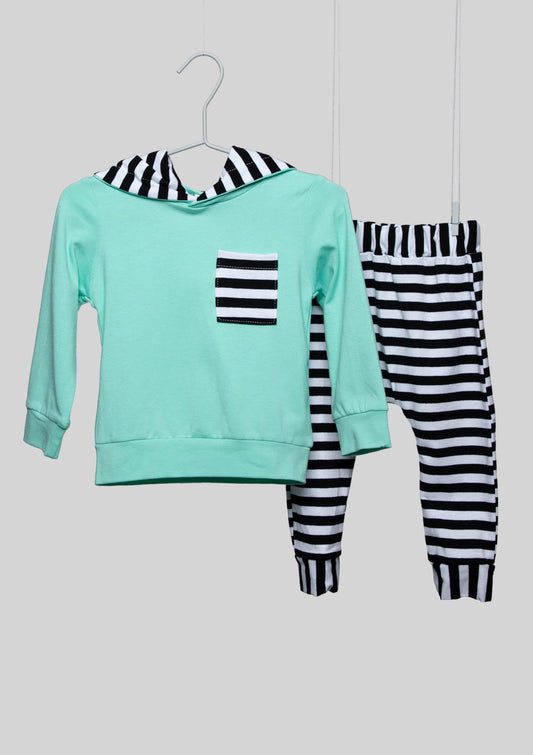 Striped Bunny Hooded Sweat Set