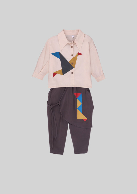 Chic Origami Blouse + Skort Set