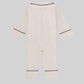 Classic Ivory Pajama Set with Black Piping
