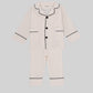 Classic Ivory Pajama Set with Black Piping
