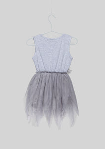 Gray Asymmetrical Tulle Party Dress