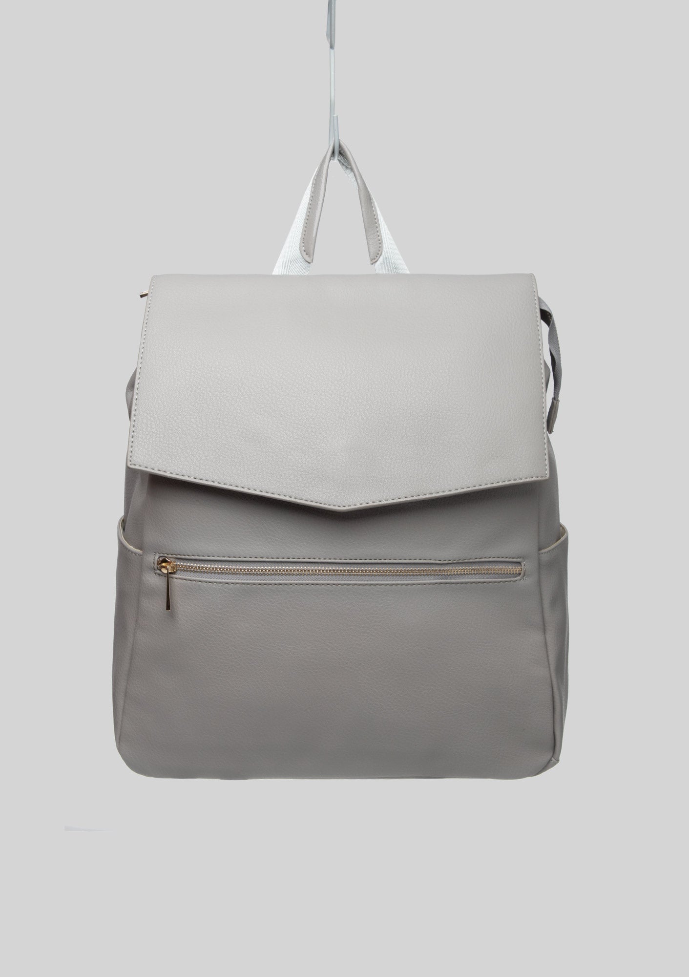 Gray Faux Leather Diaper Backpack
