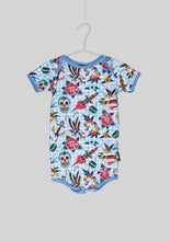 Load image into Gallery viewer, Six Bunnies Blue Gingham Tattoo Romper