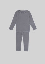 Load image into Gallery viewer, B&amp;W Striped Pima Pajama Set