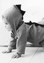 Load image into Gallery viewer, Hooded Linen Dinosaur Scales Romper