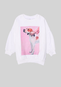 White Puppy Print Pullover Sweats Set