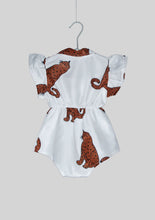 Load image into Gallery viewer, Hand Drawn Cheetah Ruffle Romper